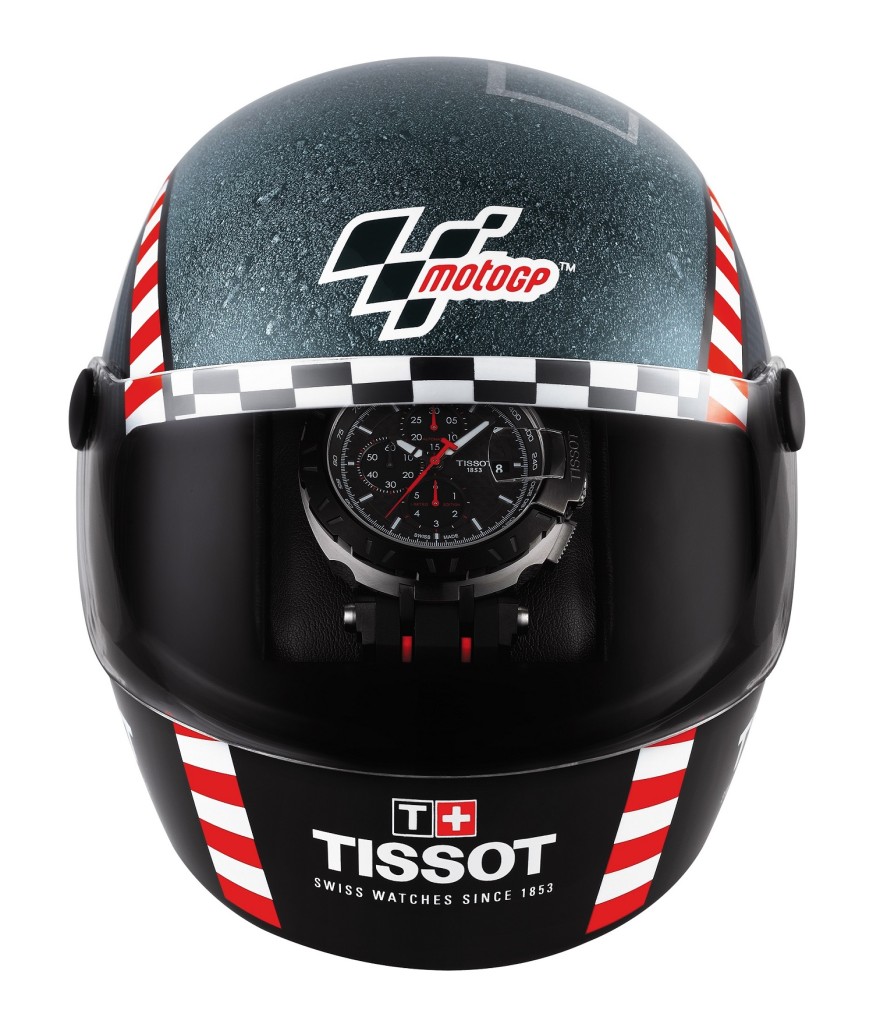 圖4. 天梭表T-Race MotoGPTM自動腕錶2016限量版特別放置於特製的運動安全帽型錶盒，更顯酷炫並極具收藏價值。