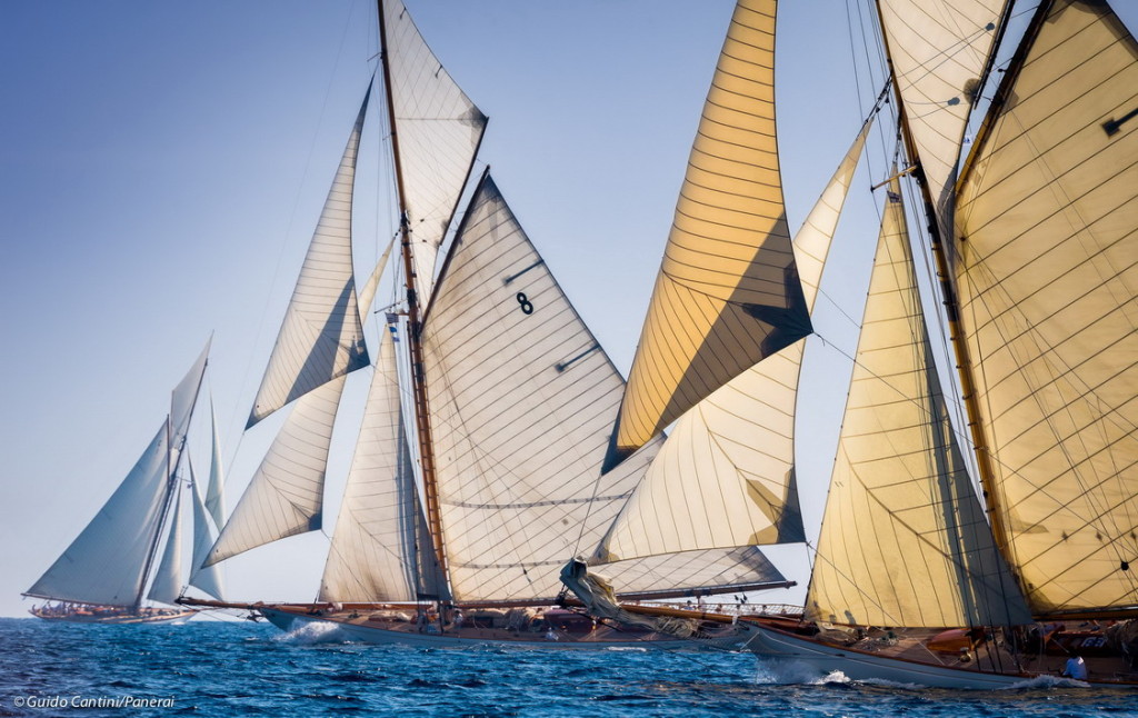 Cannes, France, 26 September 2014 Panerai Classic Yacht Challenge 2014 Regates Royales 2014 Moonbeam III, Moonbeam IV and Mariquita in the background Ph: Guido Cantini/Panerai/Sea&See.com