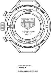 TAG Heuer第1000枚COSC認證陀飛輪機芯的錶殼模組之錶背示意圖。