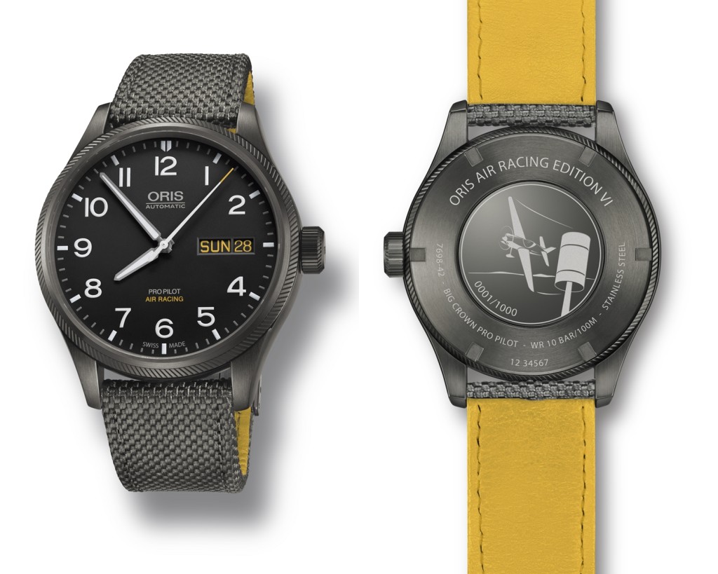 新款Oris Air Racing Edition VI 限量錶，由瑞士飛行員Don Vito Wyprächtiger和他在雷諾飛行大賽的紀錄所啟發，限量錶的錶殼背面刻有Don Vito的Scarlet Screamer飛機輪廓和限量編號。