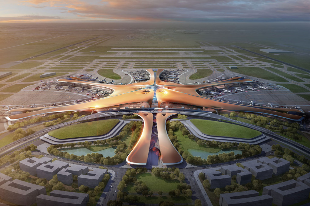 由Zaha Hadid Architects操刀規劃的北京新機場（Beijing New Airport Terminal Building），兼具基礎設施人潮流動優化與流線美感。